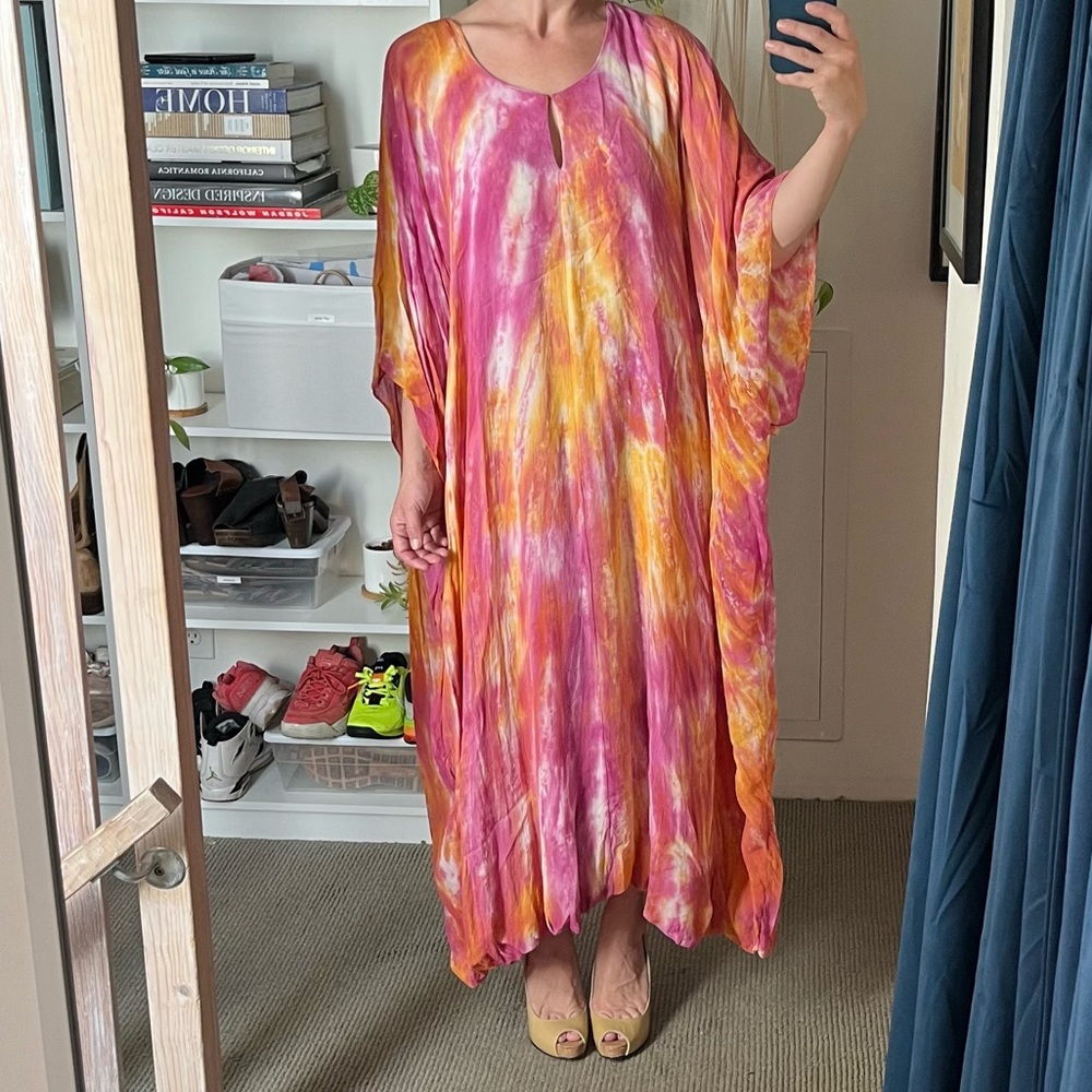Tie-Dye Young Fabulous & Broke Viscose Batwing Caftan Maxi Dress